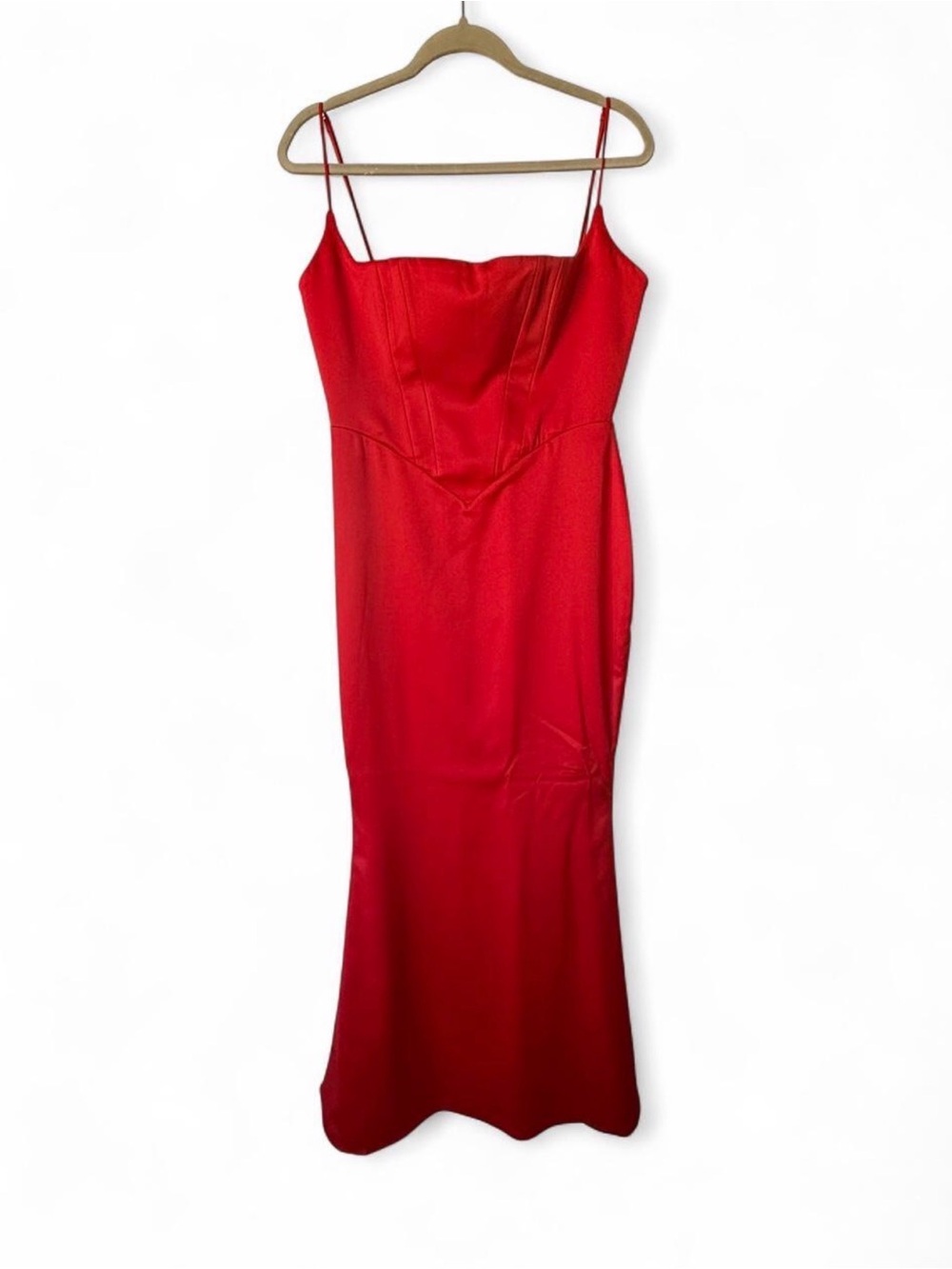 House of CB-Olivette Red Satin Gown